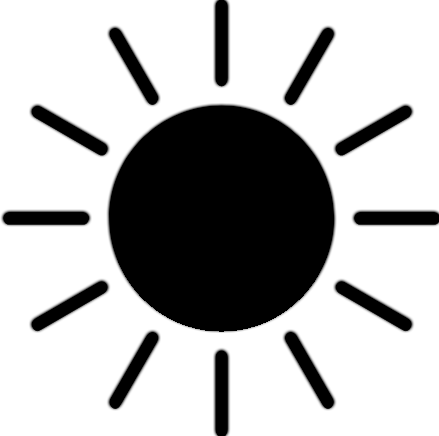 Black sun icon with rays on a white background